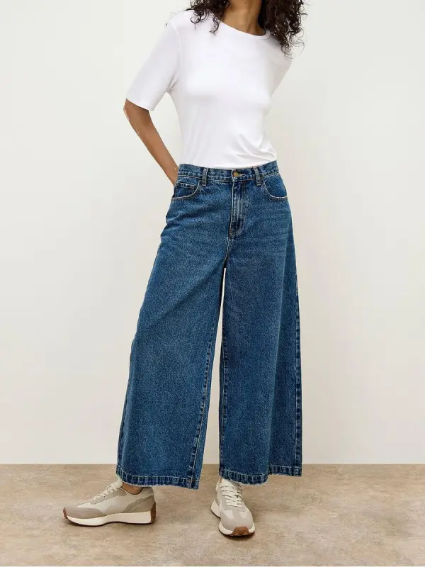 Wide-Leg Non-Stretch Jeans