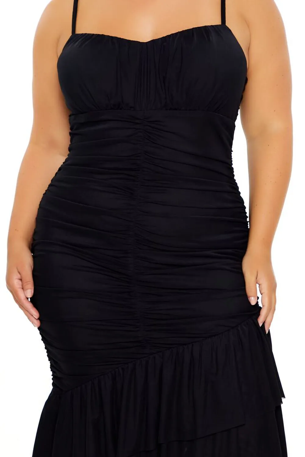 Plus Size Tiered Ruched Maxi Dress
