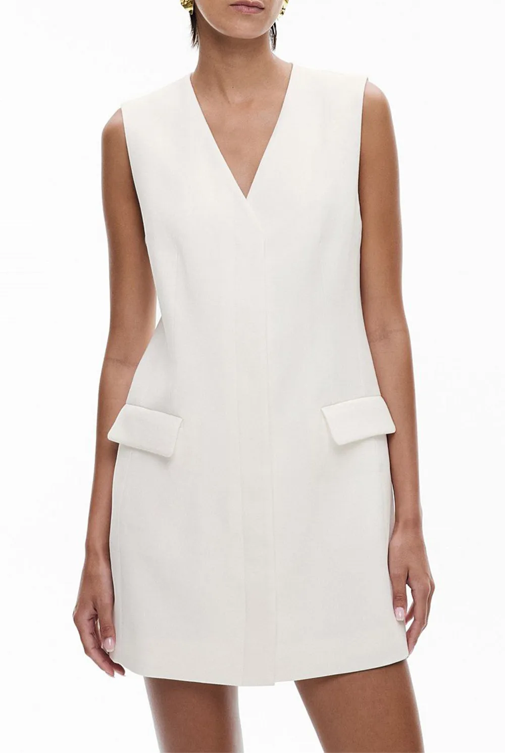 V-Neck Dress With Two Patch Pockets