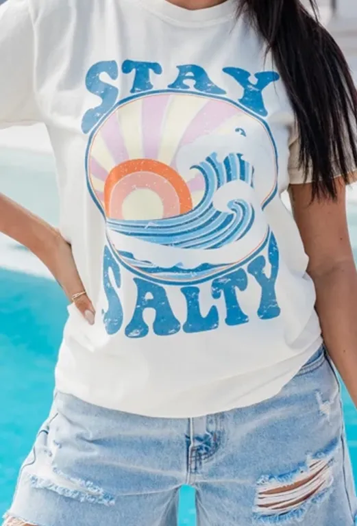 Beach - Themed Colorful Print Comfort T - shirt