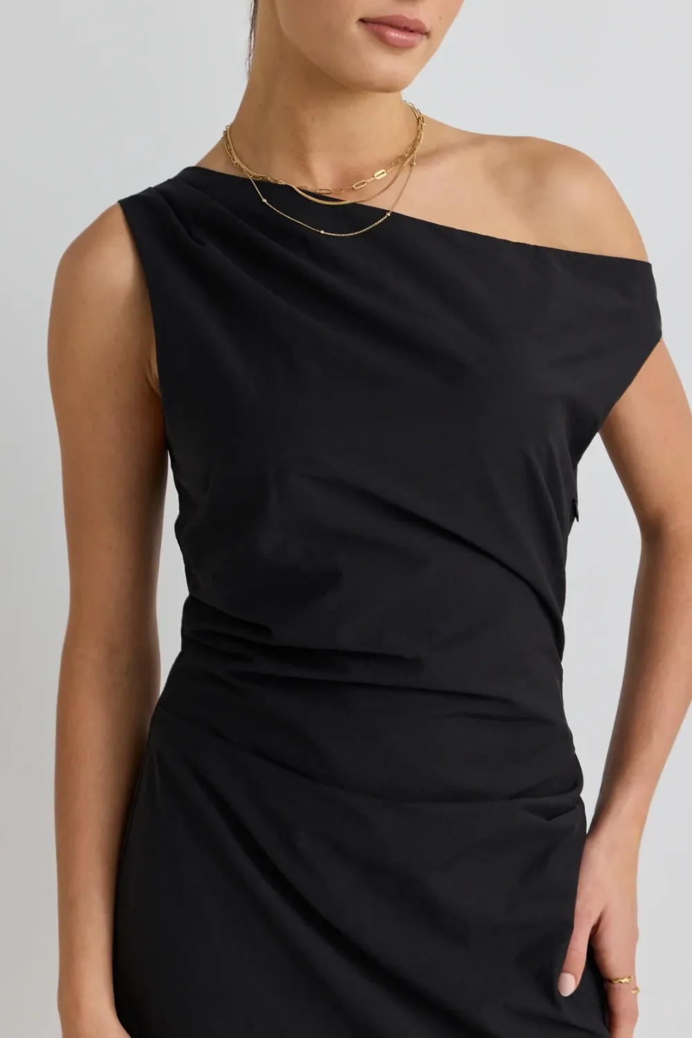 One Shoulder Black Maxi Dress