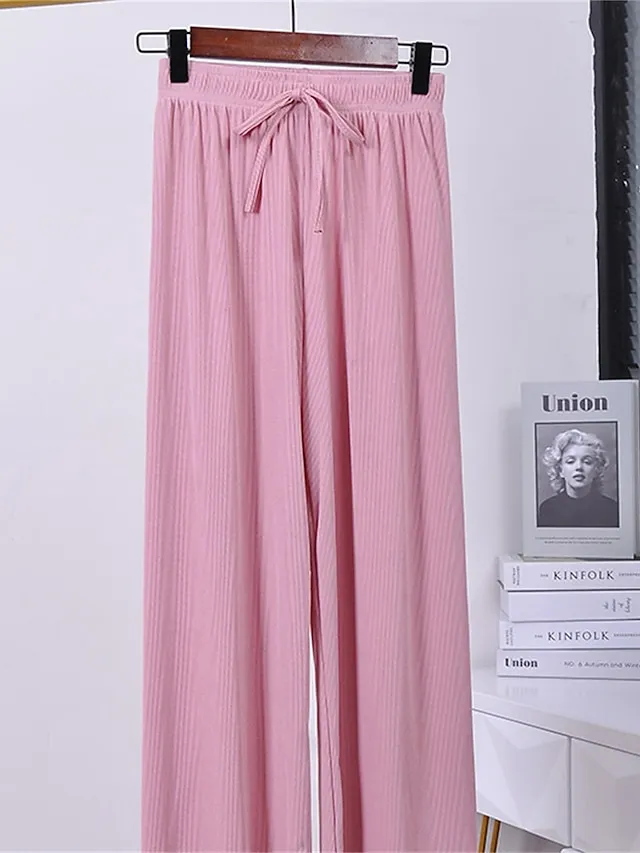 Women's Wide Leg Chinos Pants Trousers Full Length Baggy Micro-elastic Mid Waist Streetwear Lightweight Outdoor Causal Black Pink S M Summer Spring