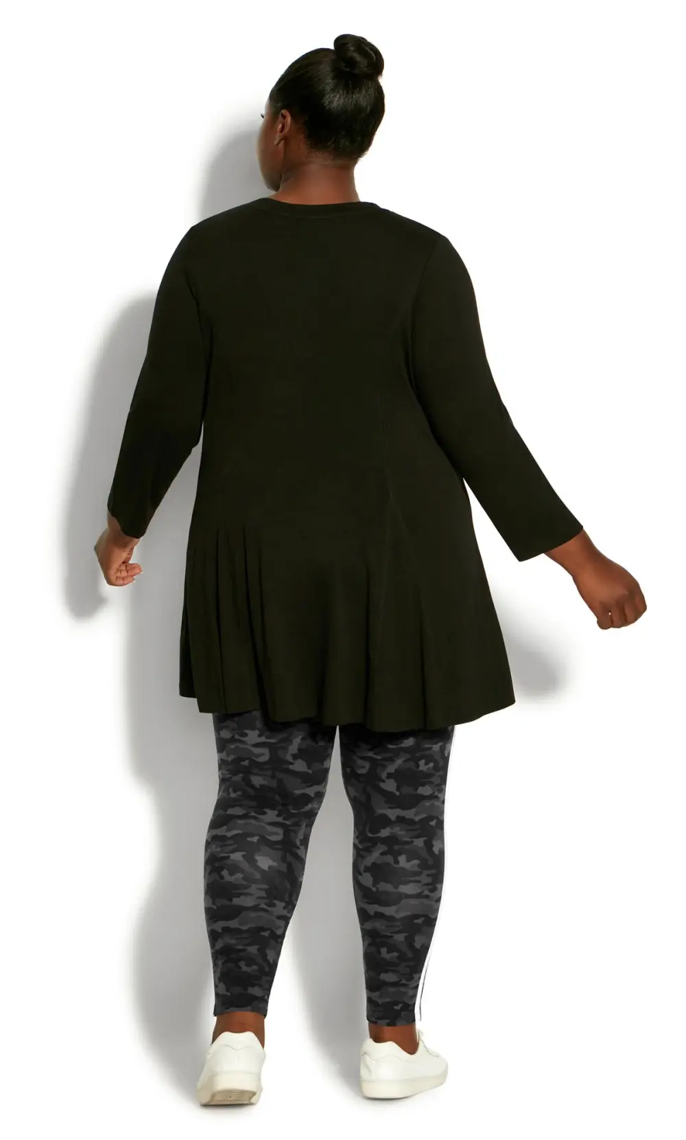 Evans Black 2 Stripe Print Legging