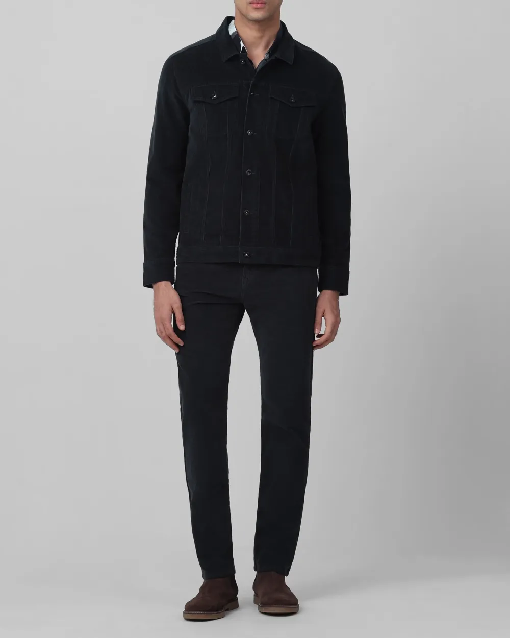 Versatile Comfortable Slim-Fit Dark Green Corduroy Jacket