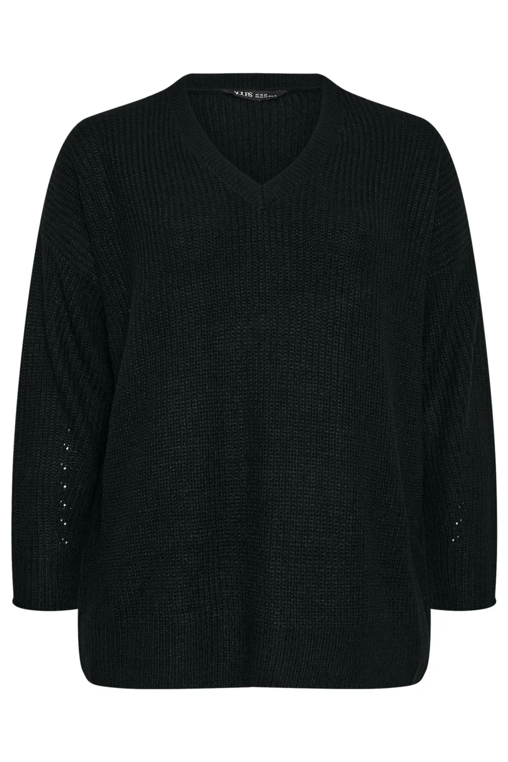 YOURS Curve Black V-Neck Knitted Jumper