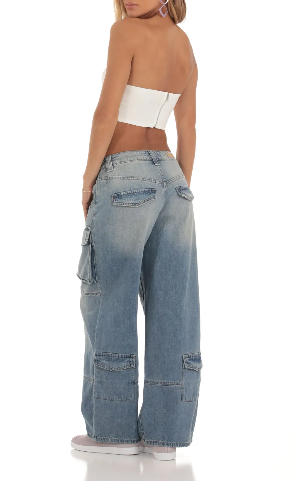 Baggy Cargo Jeans in Denim