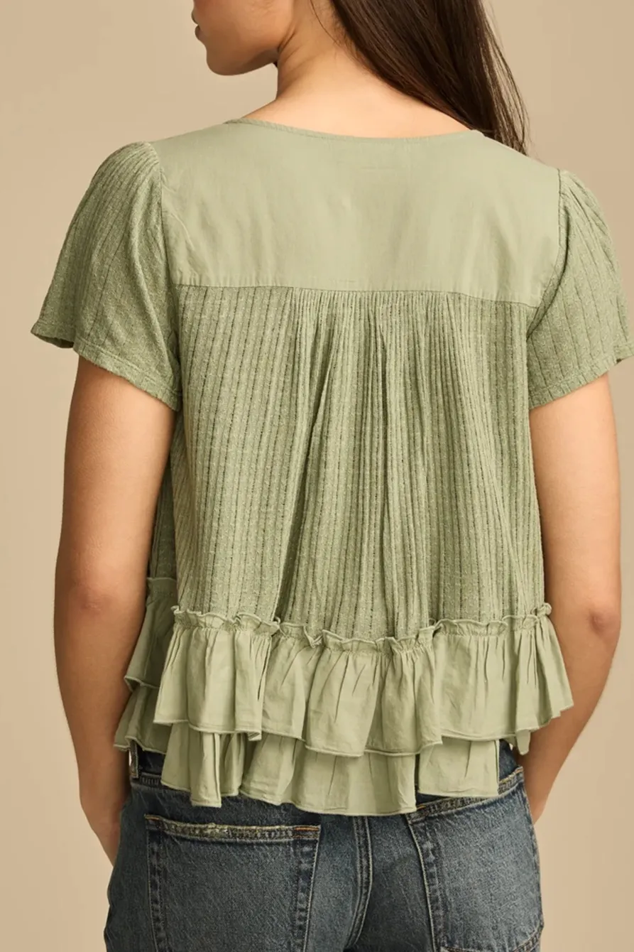 Lily Pad Smocked Lace Tee