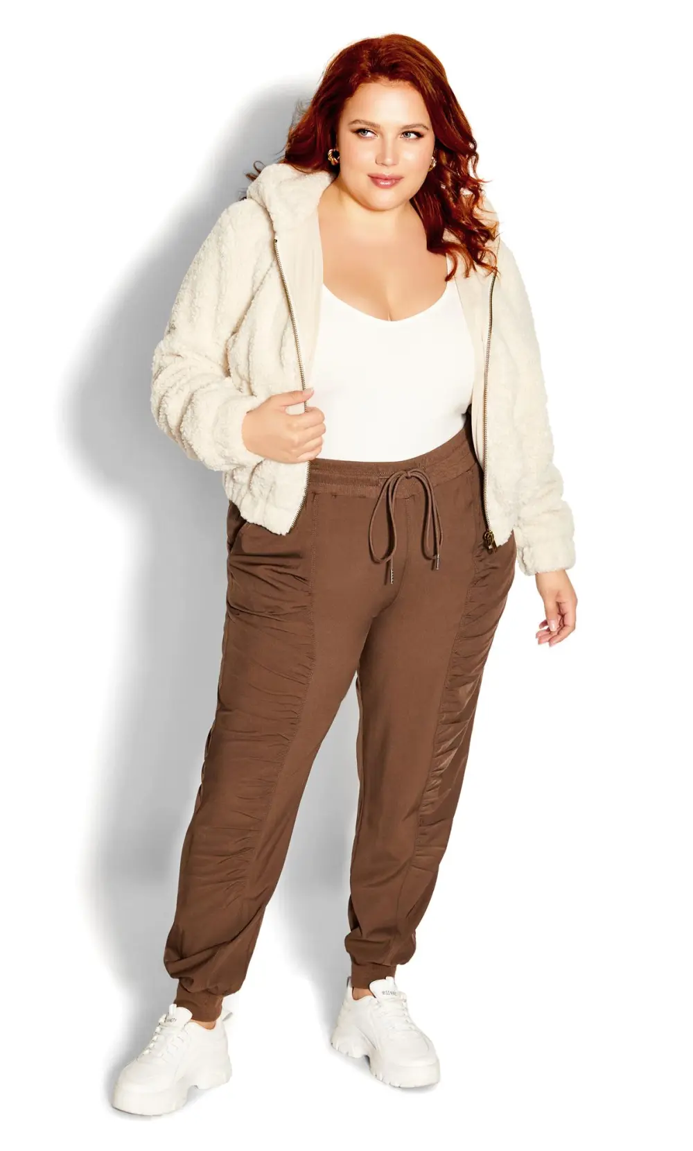 Evans Cream Fluffy Jacket