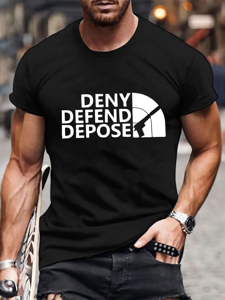 Men'S Deny Defend Depose Short Sleeve Round Neck Pure Cotton T-Shirt