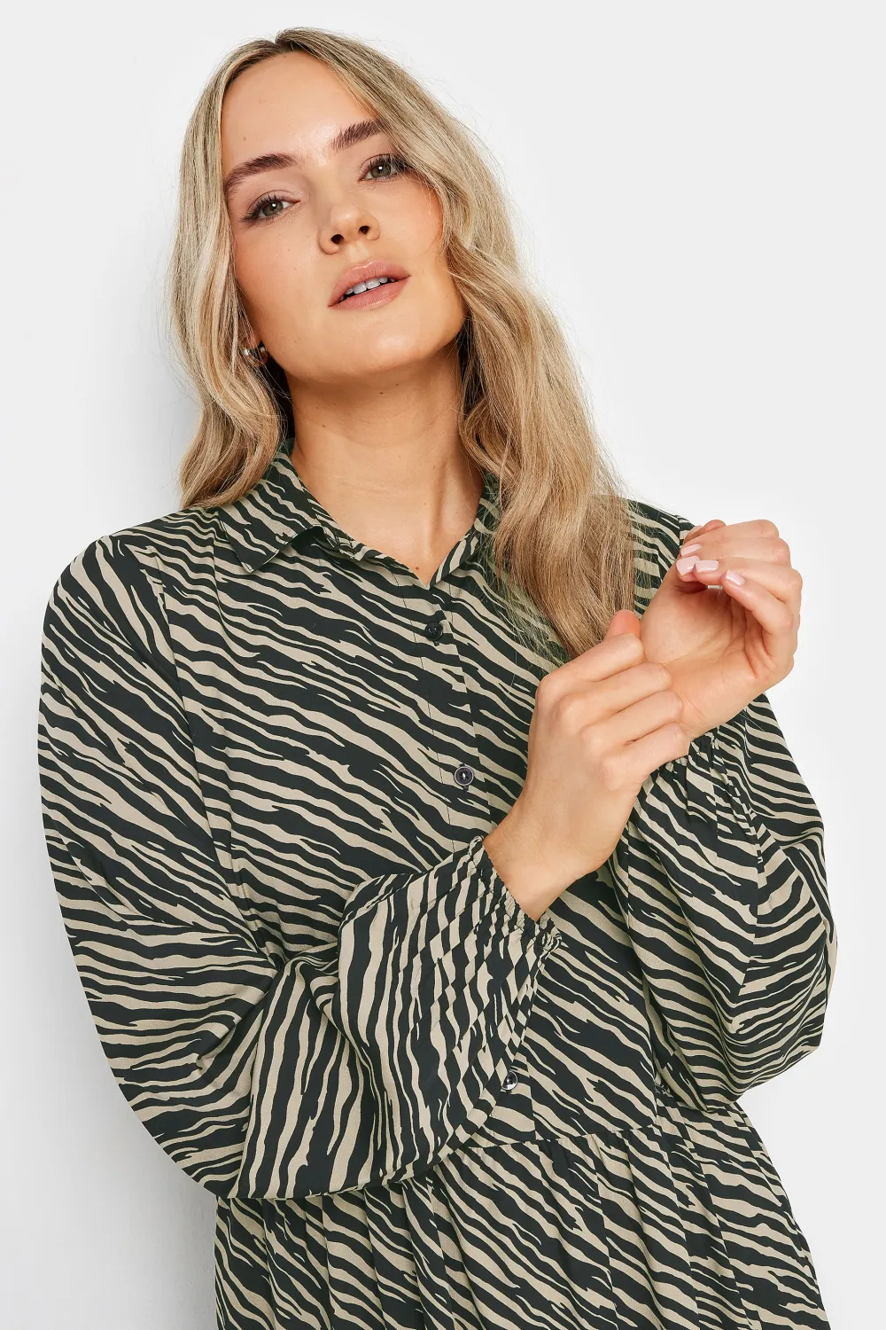 LTS Tall Black Zebra Print Tiered Maxi Dress