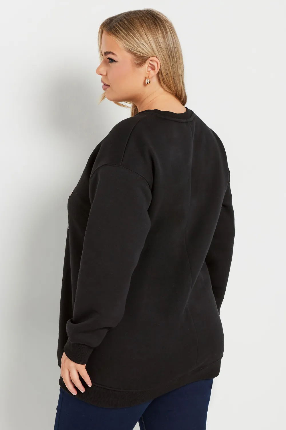 YOURS Curve Black Teddy Bear Christmas Print Sweatshirt