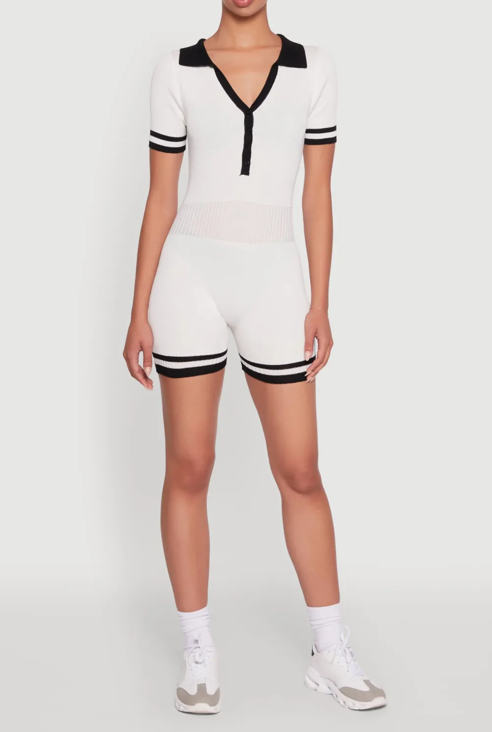 Ribbed Contrasting Striped Jumpsuit