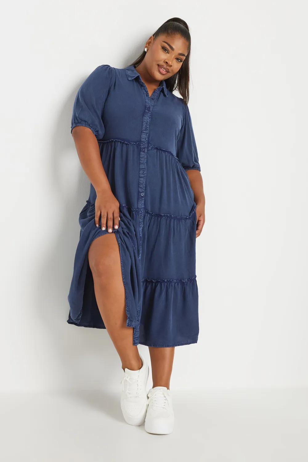 YOURS Curve Charcoal Grey Midi Shirt Dress