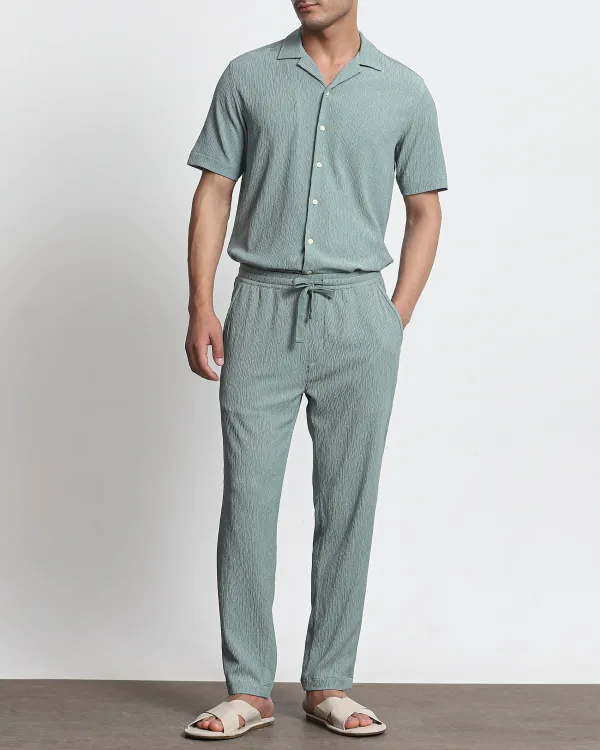 Classic Versatile Comfortable Slim-Fit Straight-Leg Green Trousers