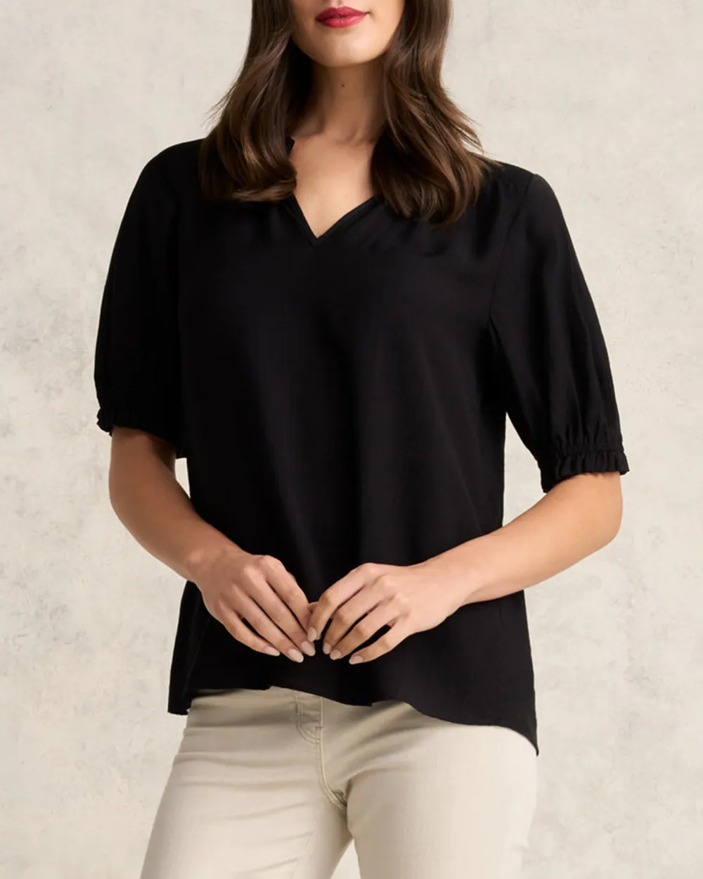Puff Sleeve V Neck Blouse