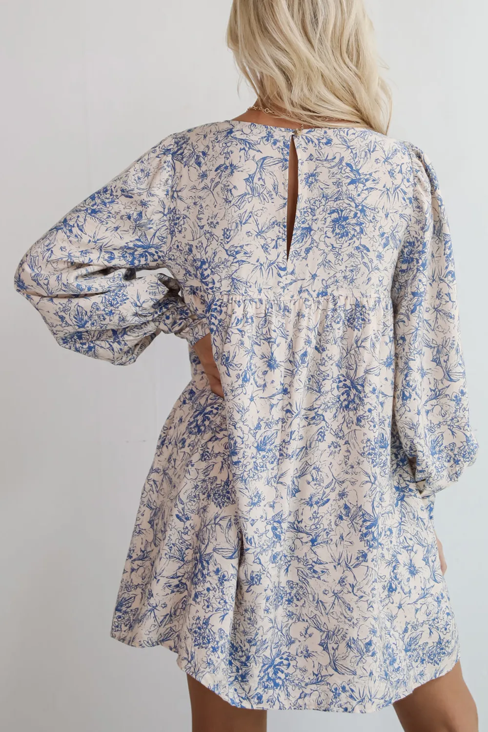 Luxe Romantic Blue Floral Mini Dress