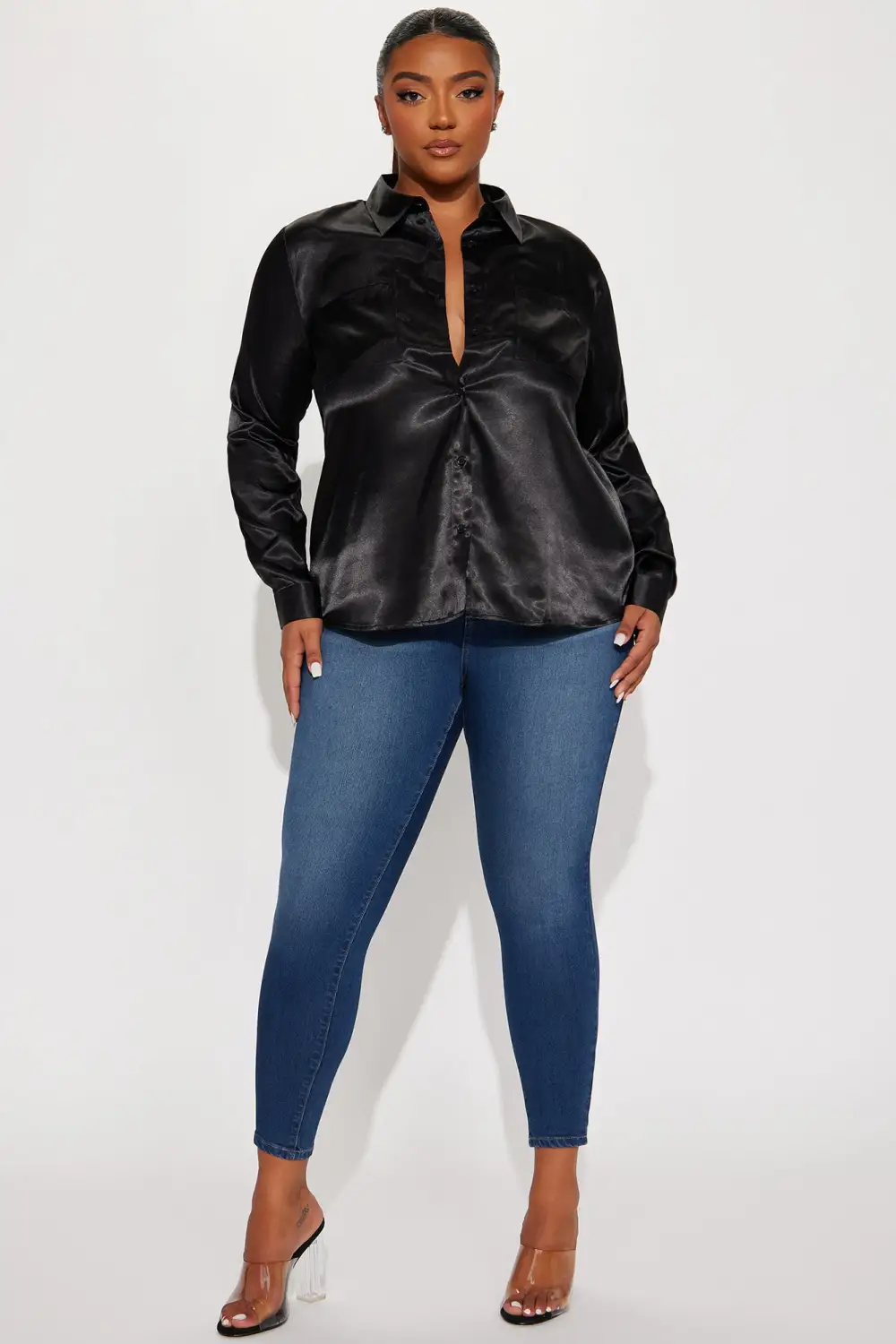 You Better Work Satin Shirt - Black