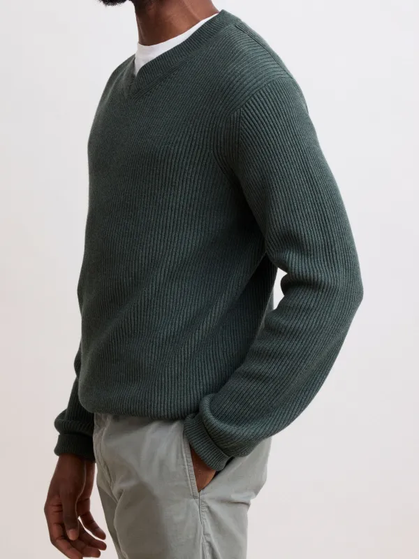 Men's Green V-neck Sweater