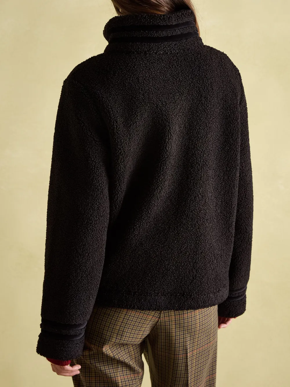 Funnel Neck Black Fleece Jacket