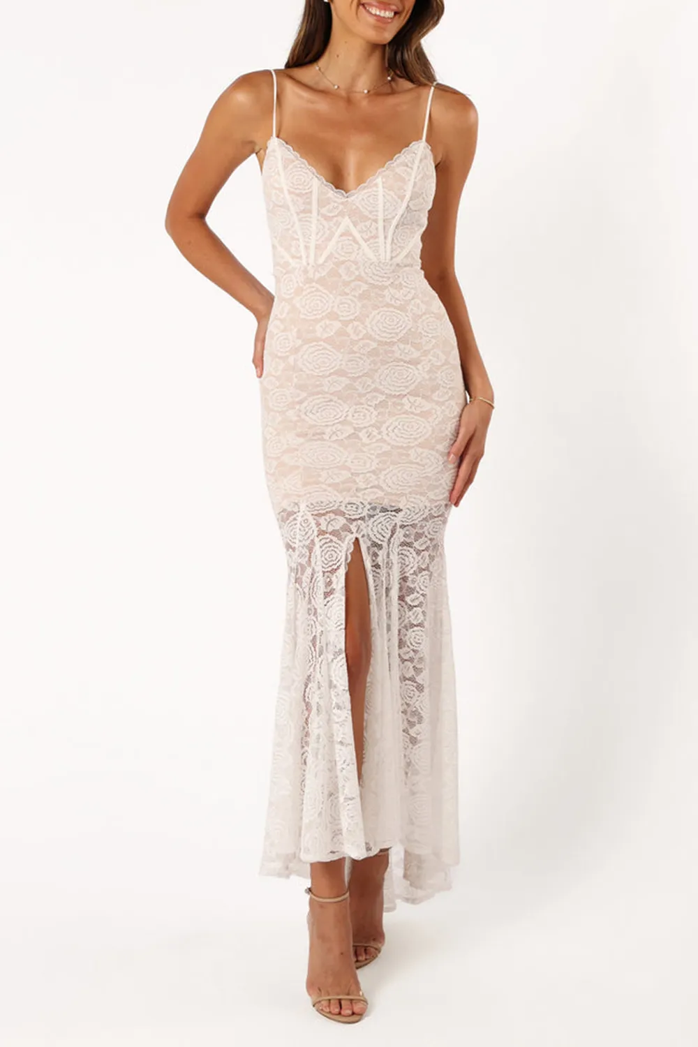 WHITE GAUZE LACE DRESS