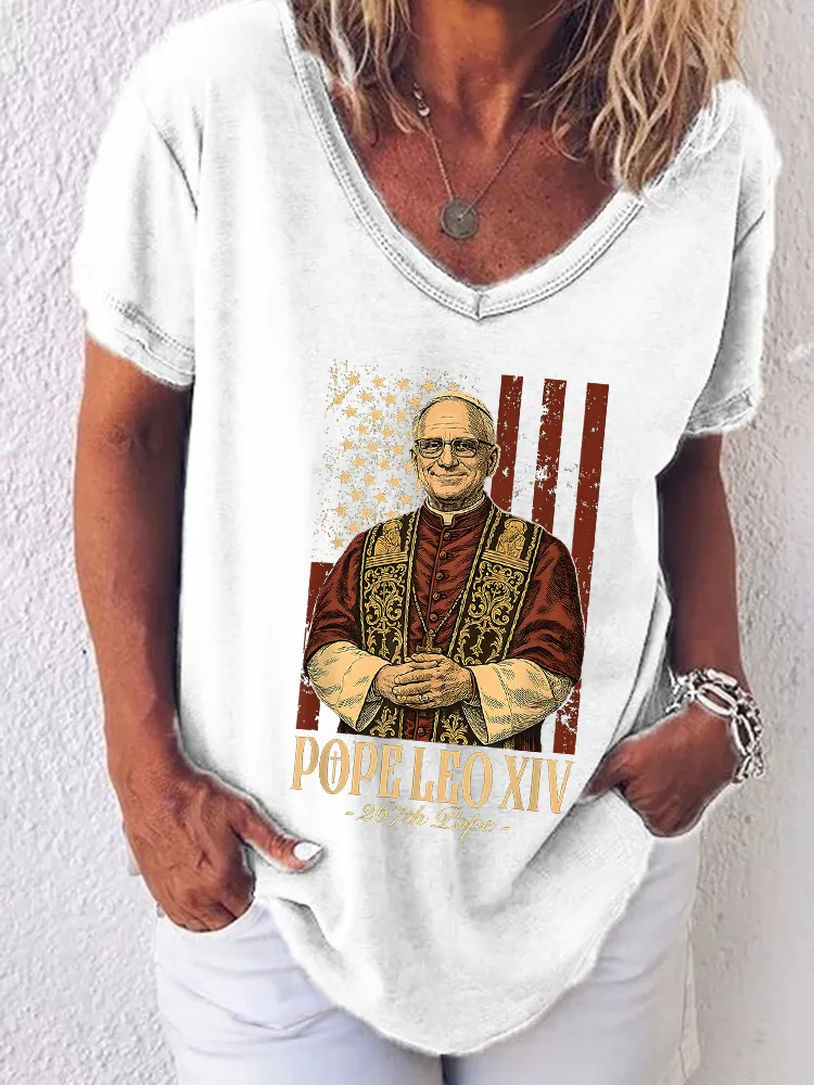 Women'S Pope Leo Xiv 267th Pope Round-Neck Short-Sleeved T-Shirt