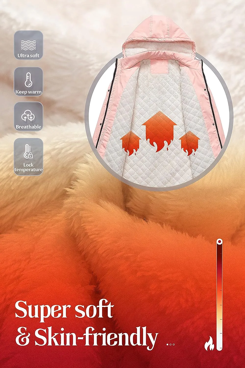 Women's Mid-Length Parka Winter Outerwear Jacket Soft Fleece Warm Snow Coat