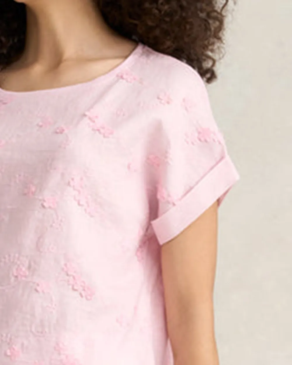 Mixed Linen Floral T-Shirt