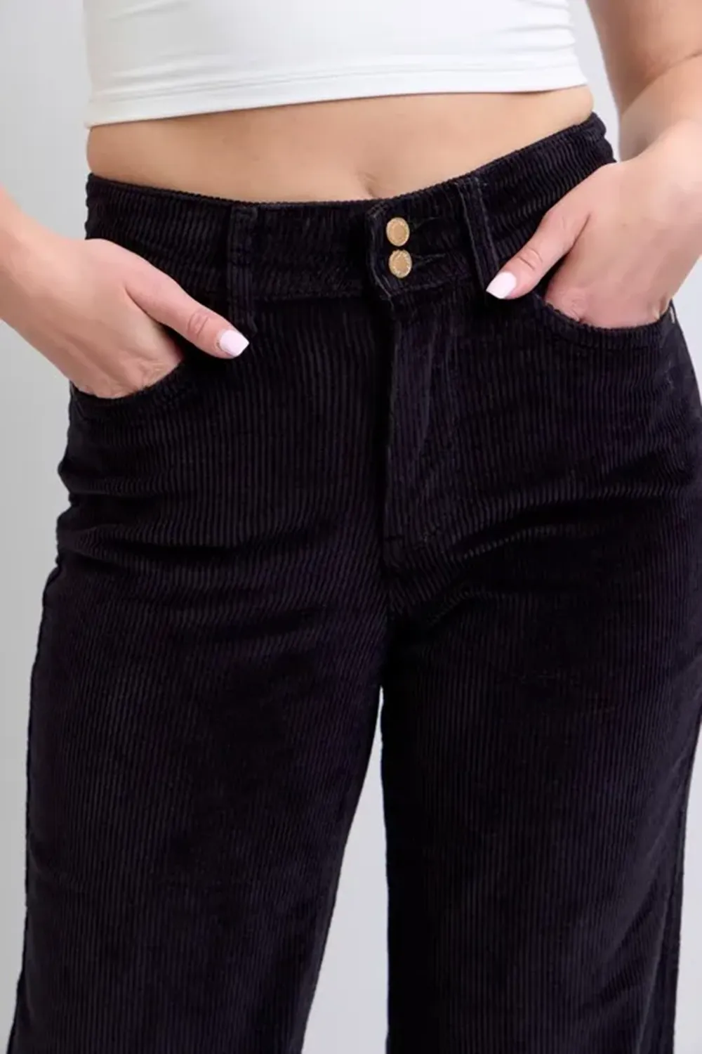 Black Simple Wide-Leg Breathable Trousers