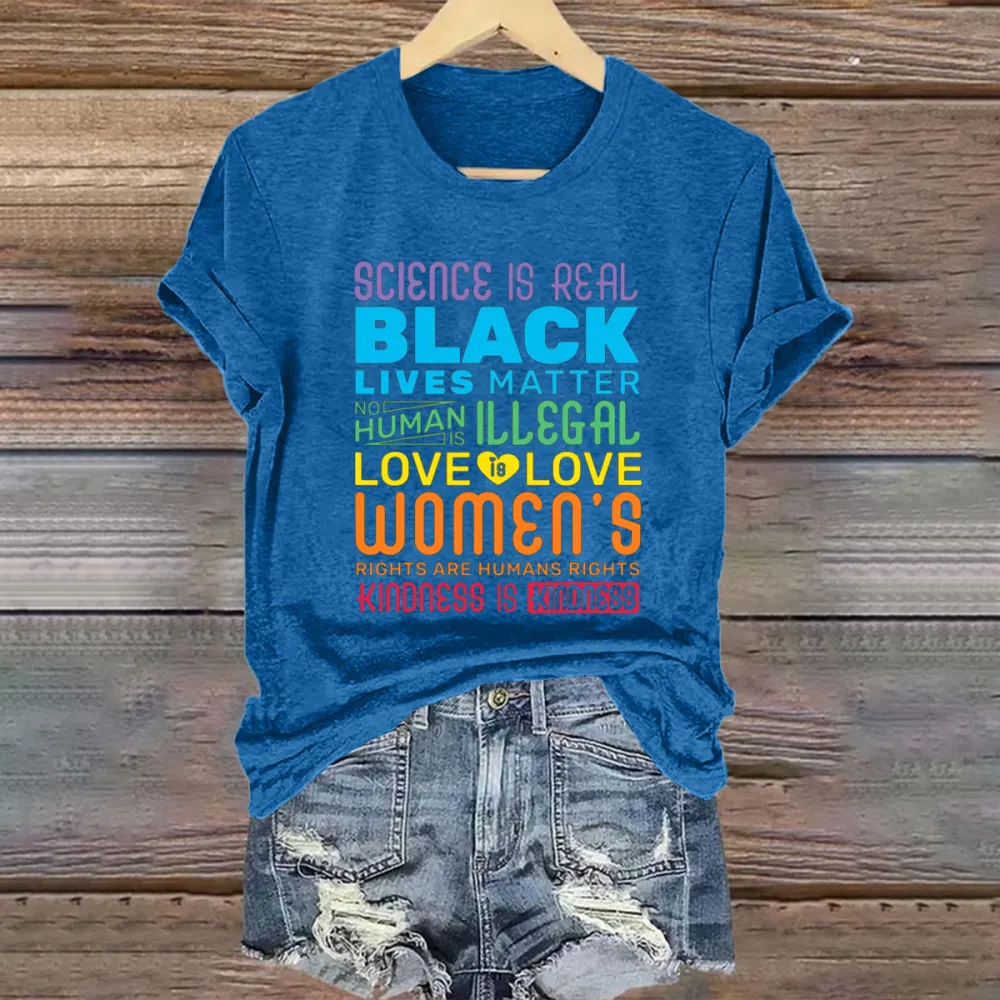 Women'S Science Is Real Black Lives Matter Rainbow LGBT Pride Gay T Shirt