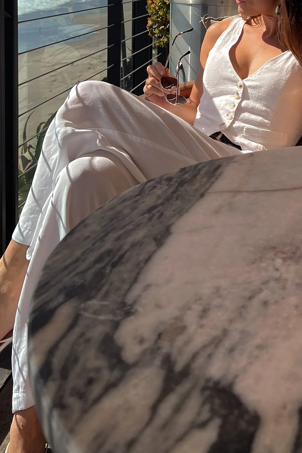 Leisure White Linen Trouser