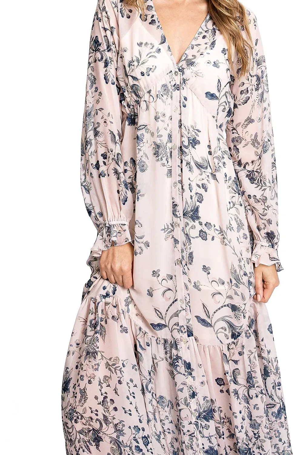 Floral V-Neck Maxi Shirtdress