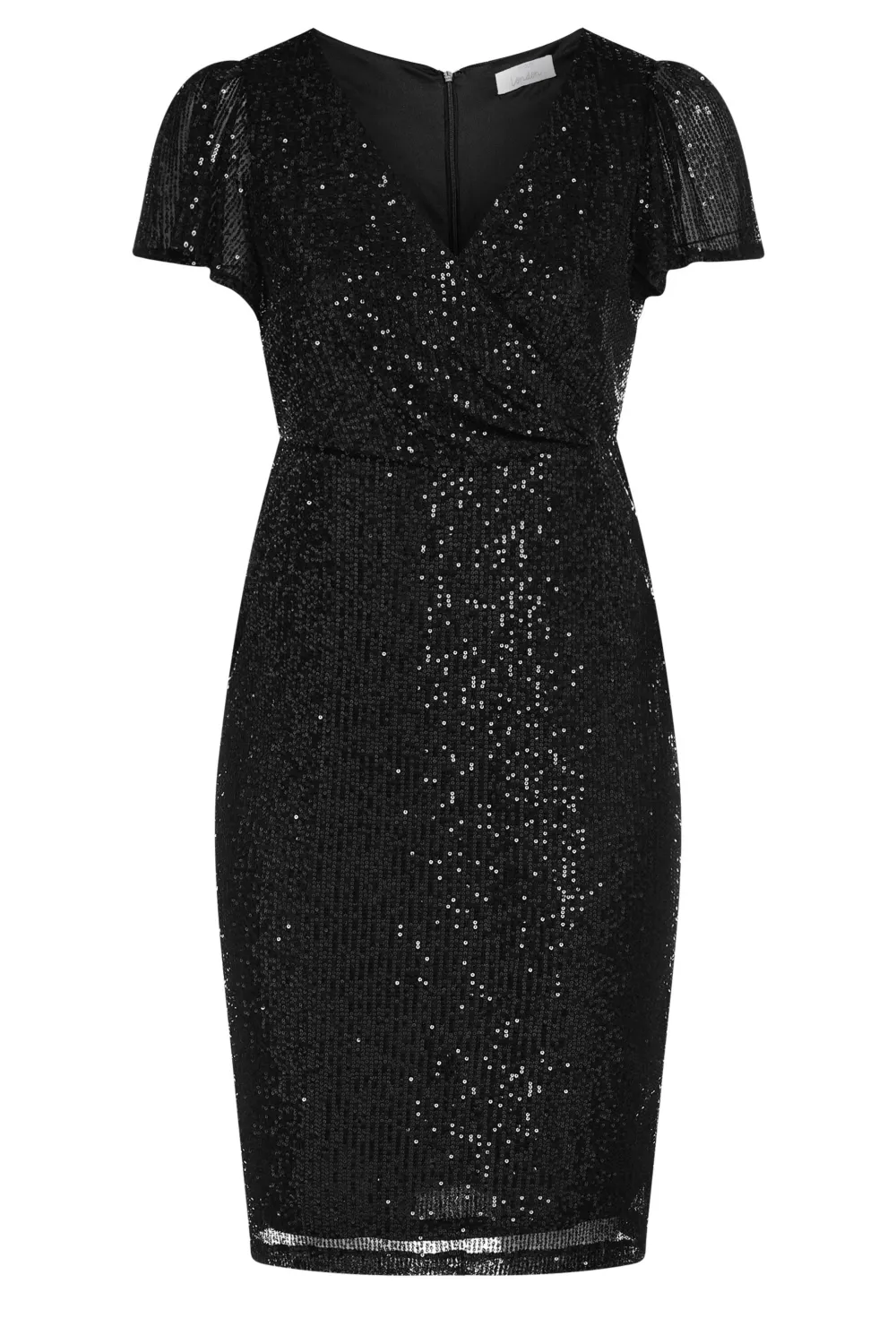 YOURS LONDON Curve Black Sequin Embellished Wrap Dress