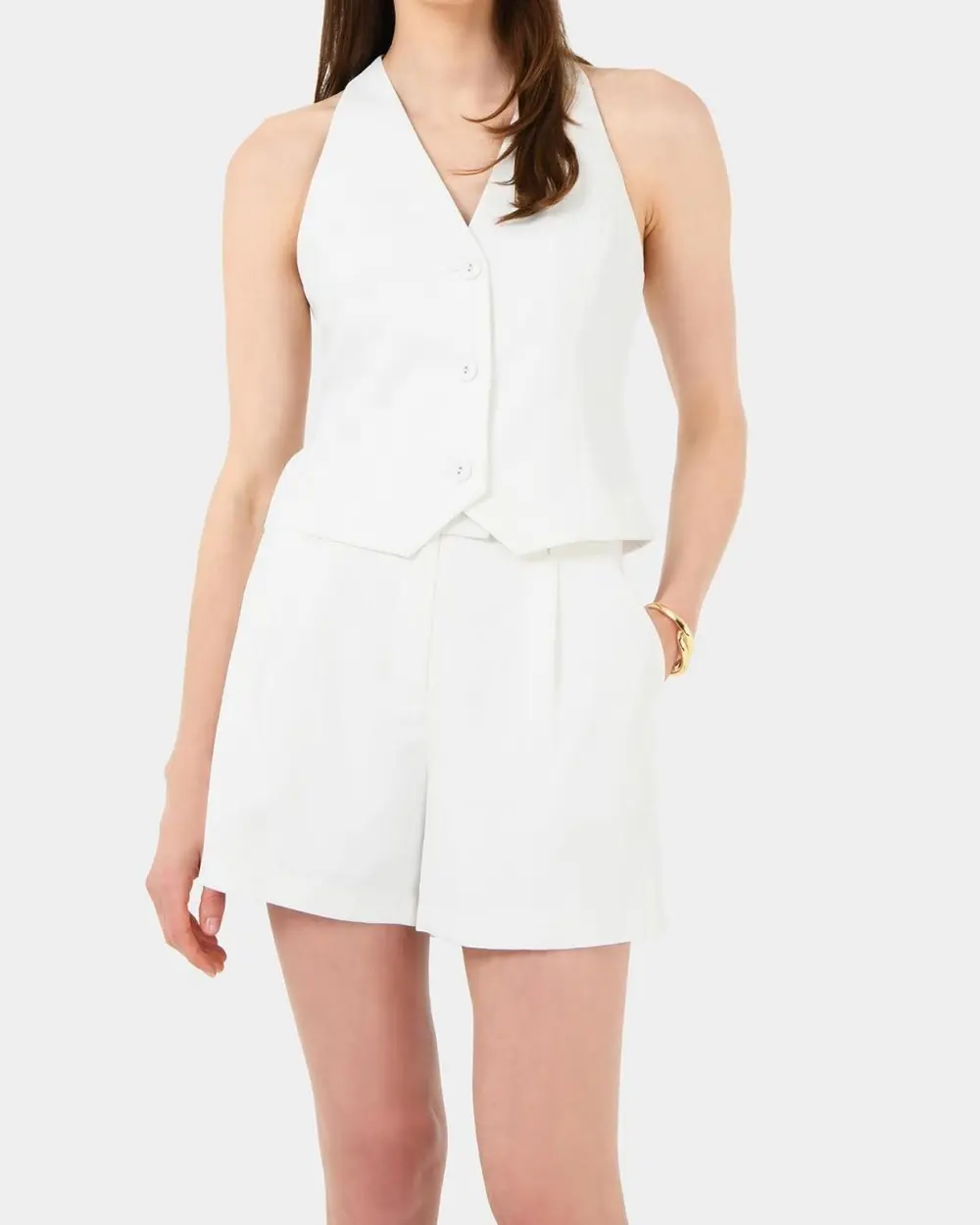 Pleat Front Short -Lvory