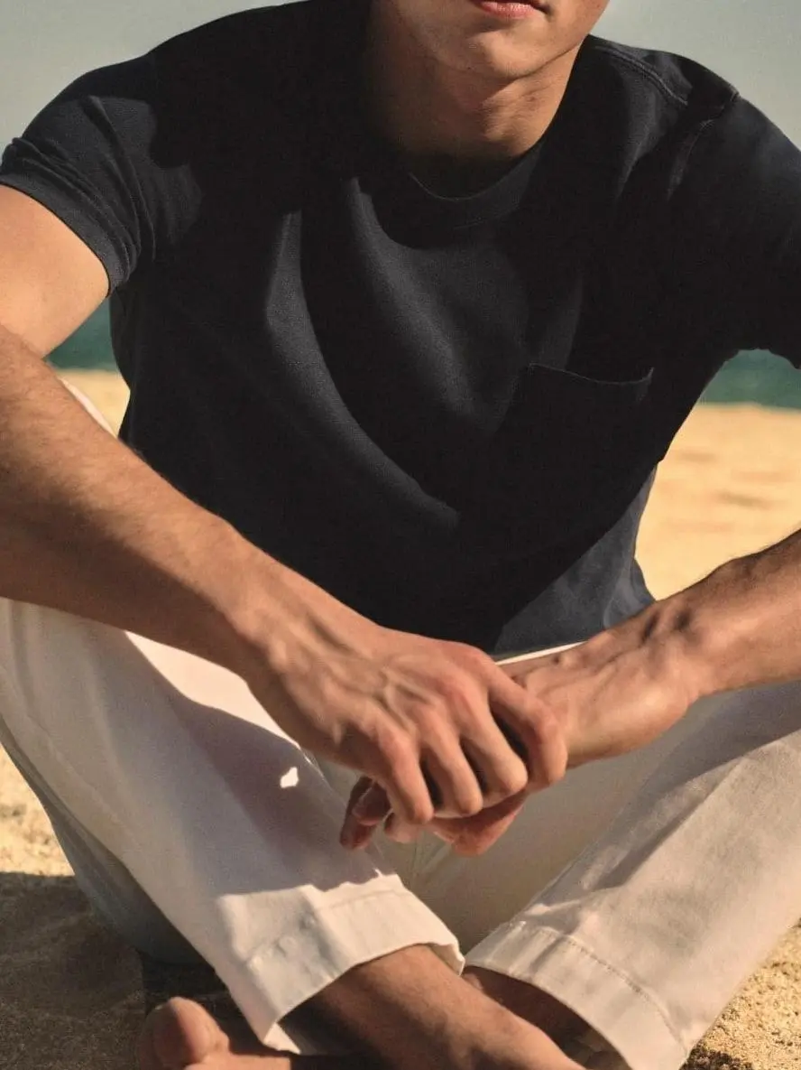 Navy Blue Pocket Detail Crew Neck T-Shirt