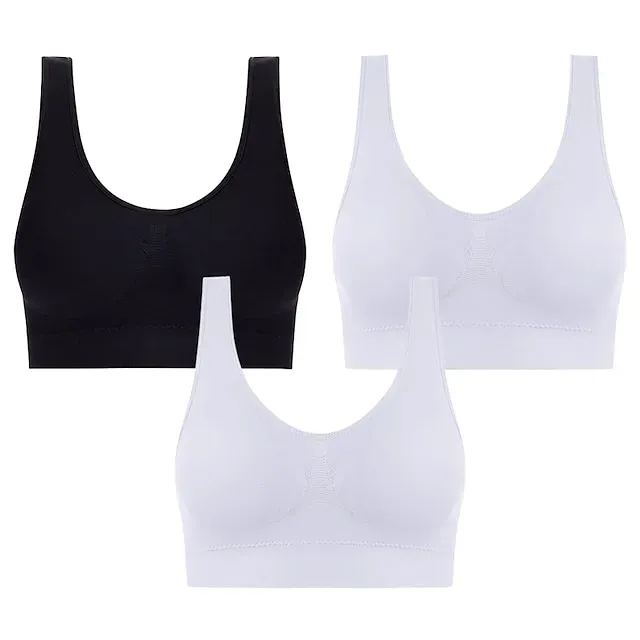 3 Packs Sports Bra for Women High Support with Removable Pad Wireless Yoga Fitness Gym Workout Bra Top Sport Activewear High Impact Breathable Comfortable Stretchy