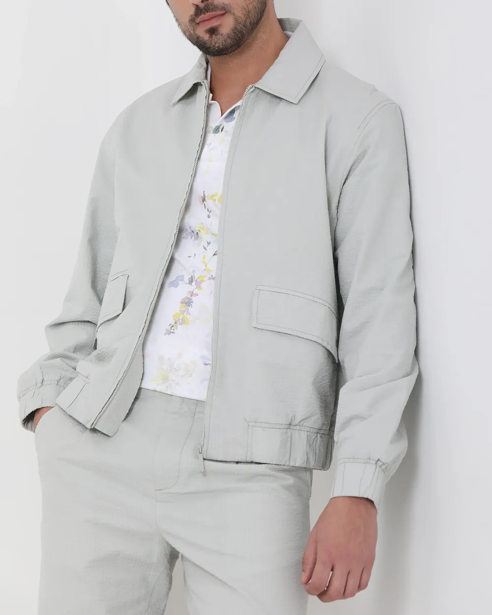 Versatile Comfortable Slim-Fit Beige Cotton Jacket