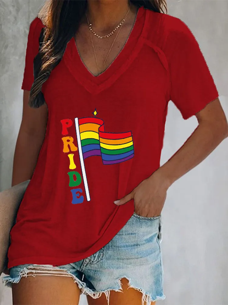 Women'S  Pride V-Neck Short-Sleeved T-Shirt