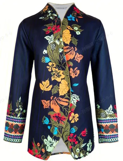 zolucky Fashion Black Stand Collar Cotton-Blend Casual Knit coat