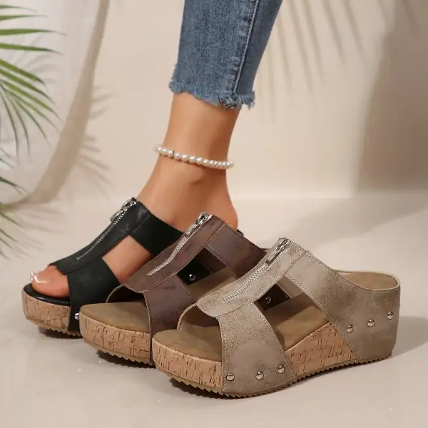 Cushioned Thick Sole Wedge Slide Sandals
