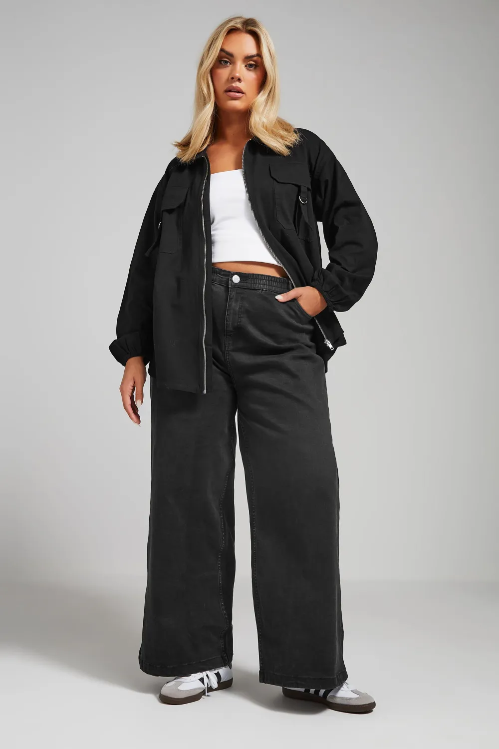 YOURS Curve Stone Brown Utility Bomber Jacket