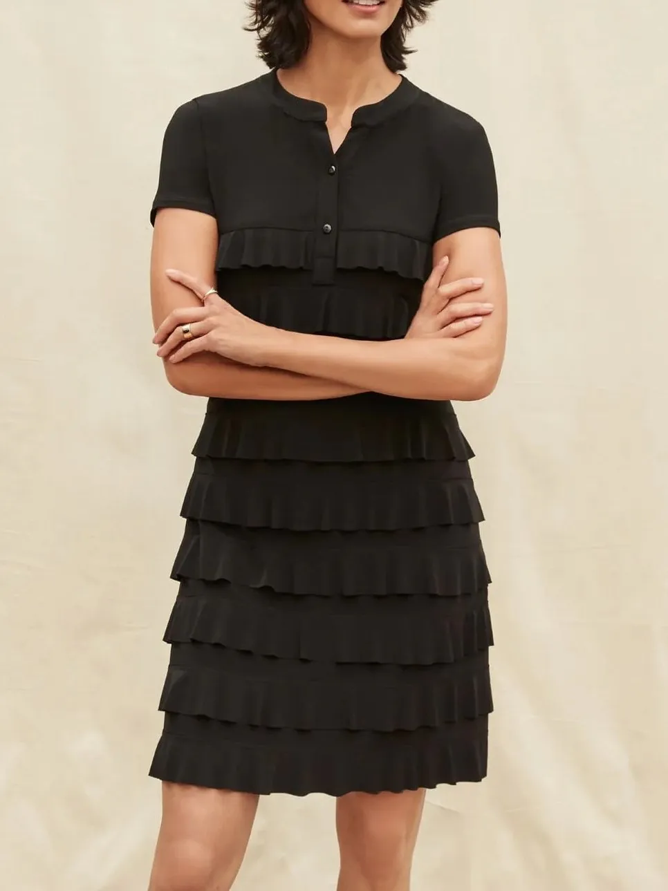 Black Tiered Ruffle Short Dress