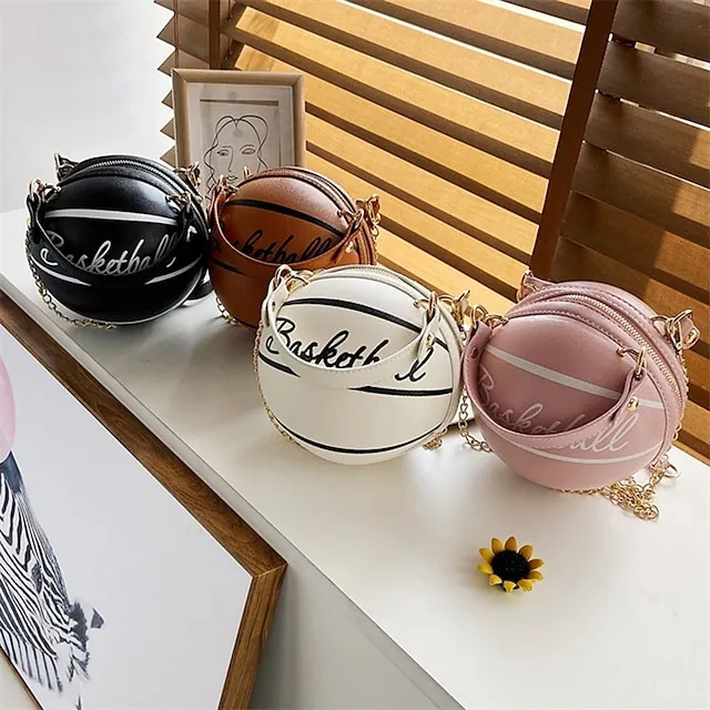 Women's Shoulder Bag PU Leather Party Daily Large Capacity Waterproof Durable White basketball White football Pink basketball