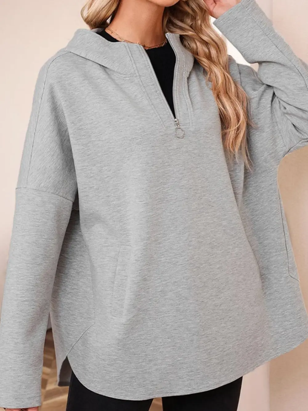 Simple Comfortable Grey Long Sleeve Hoodie