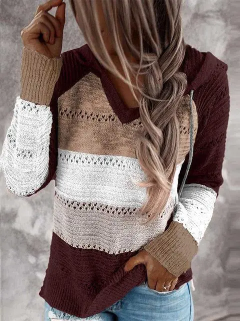 Hollow Out Knitted Lightweight Casual Long sleeve Tops