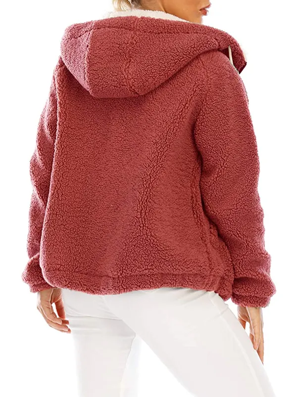 Women's New Hooded Sherpa Casual Winter Warm Jacket