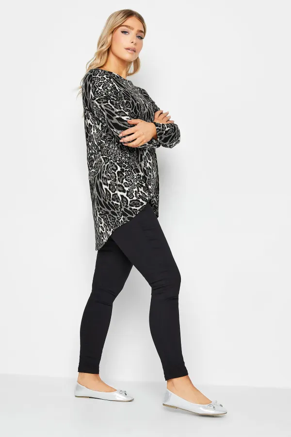 M&Co Grey Soft Touch Leopard Print Jumper