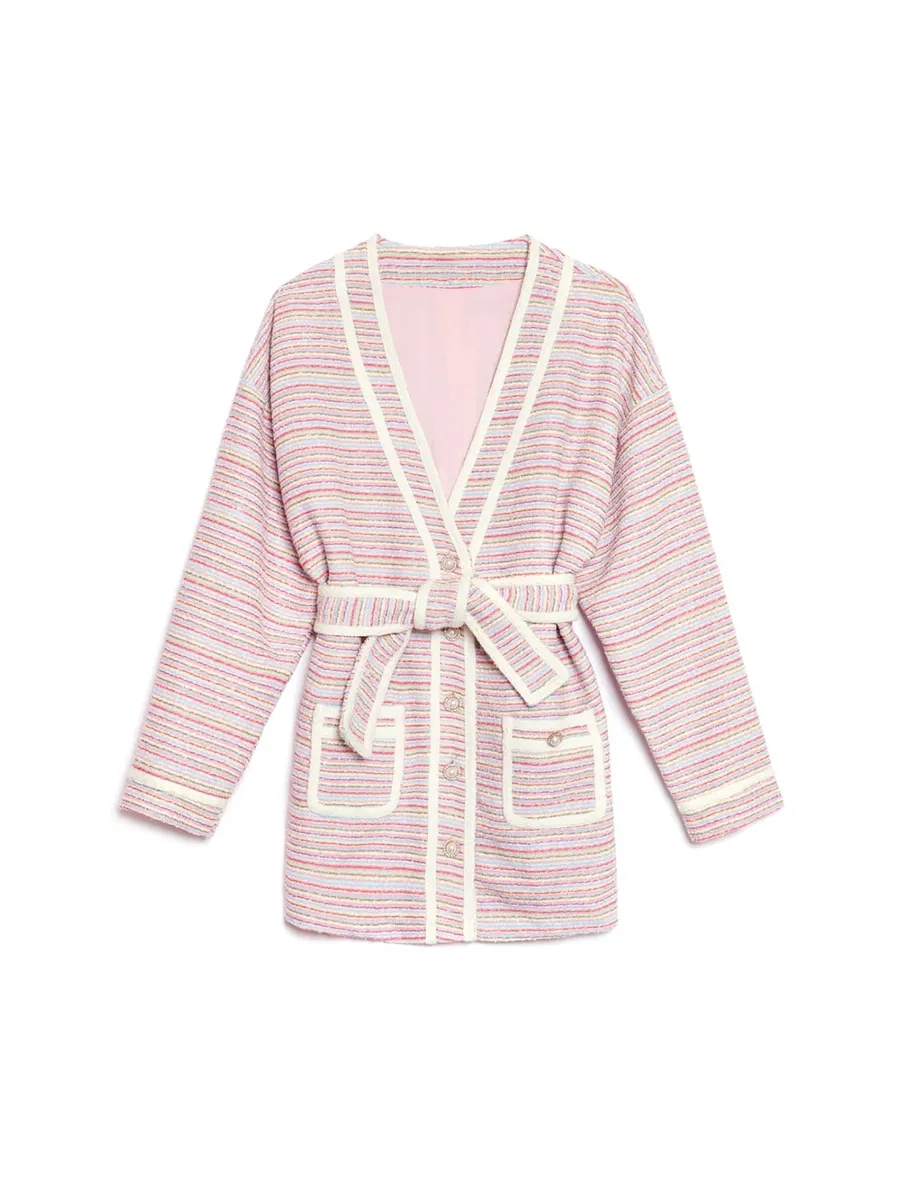 Casual Honeydew Tweed Cardigan