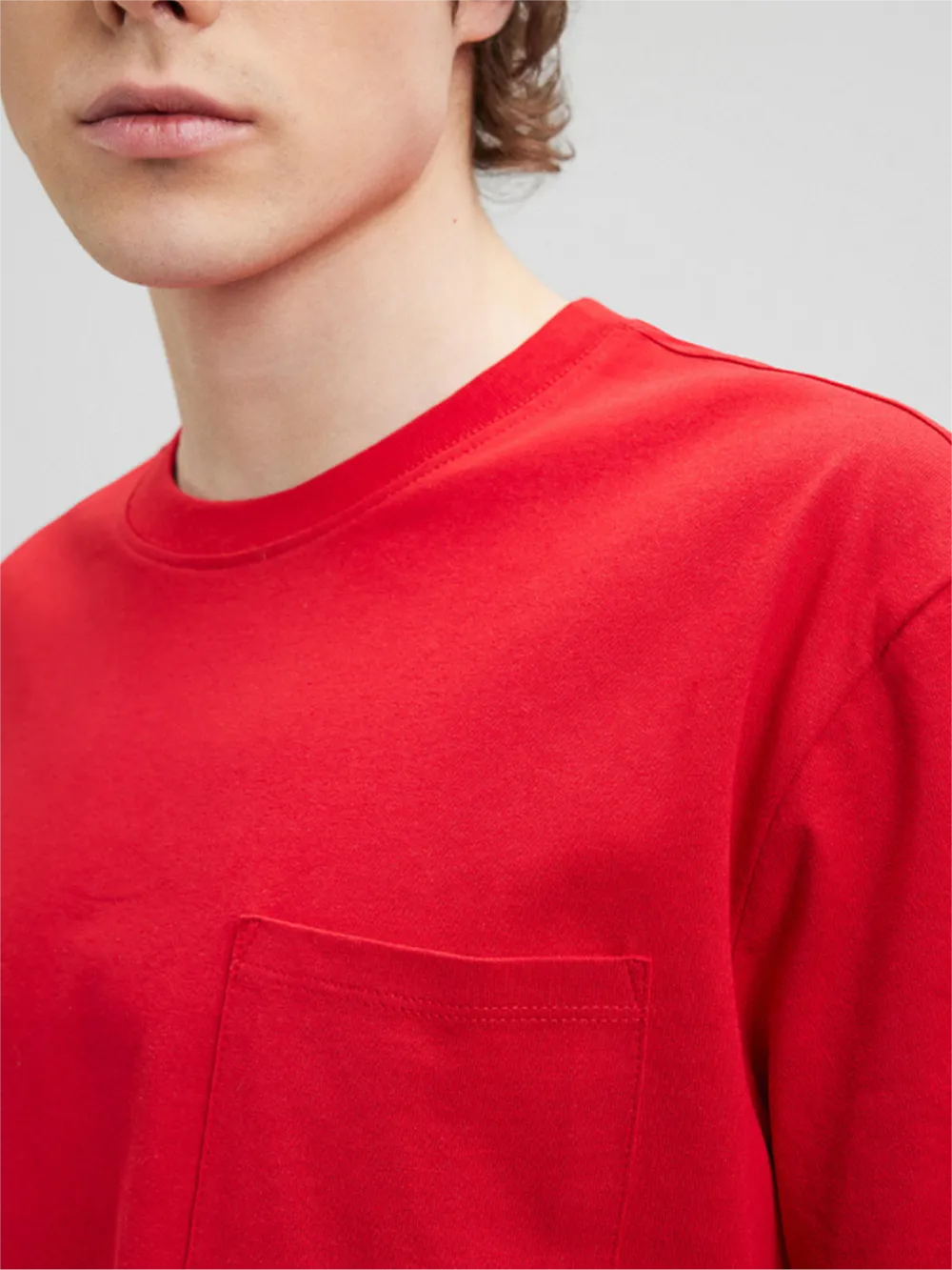 Red Short - Sleeve Striped Pocket Tee