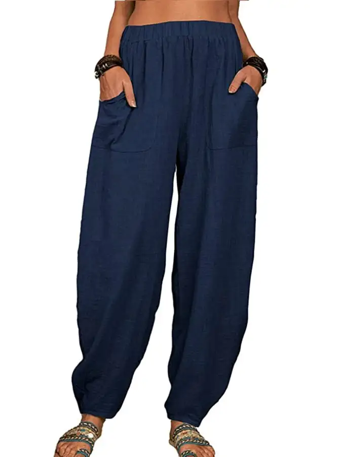Women's Casual Pocket Loose Trousers