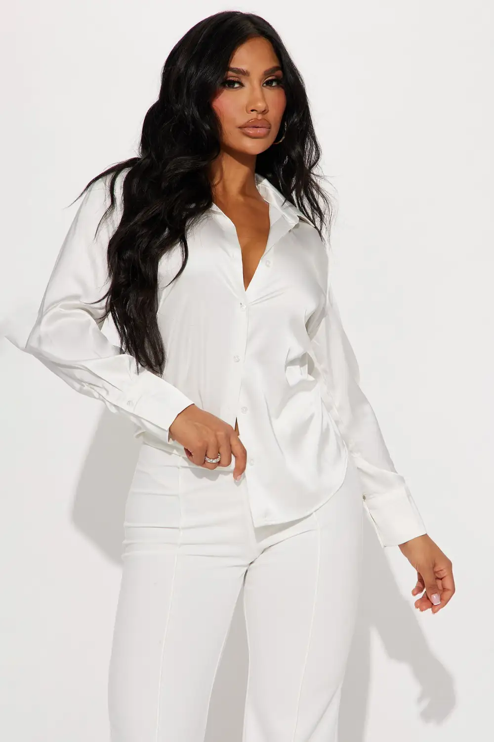 Popular Girl Satin Shirt - Ivory